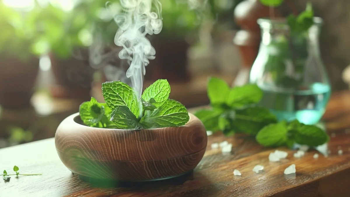 Comment dire adieu aux ballonnements pour de bon ? Découvrez les 9 remèdes simples et naturels qui changent la vie ! Aromatherapy diffuser spreading a soothing scent of peppermint in a room.